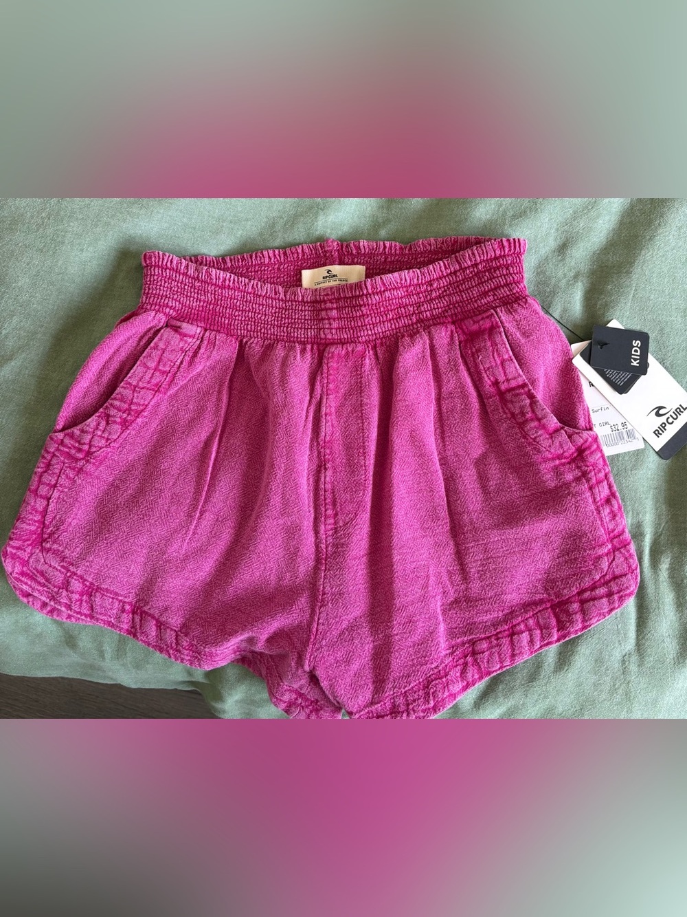 Rip Curl Girls Pink Elastic Waist Terry Shorts